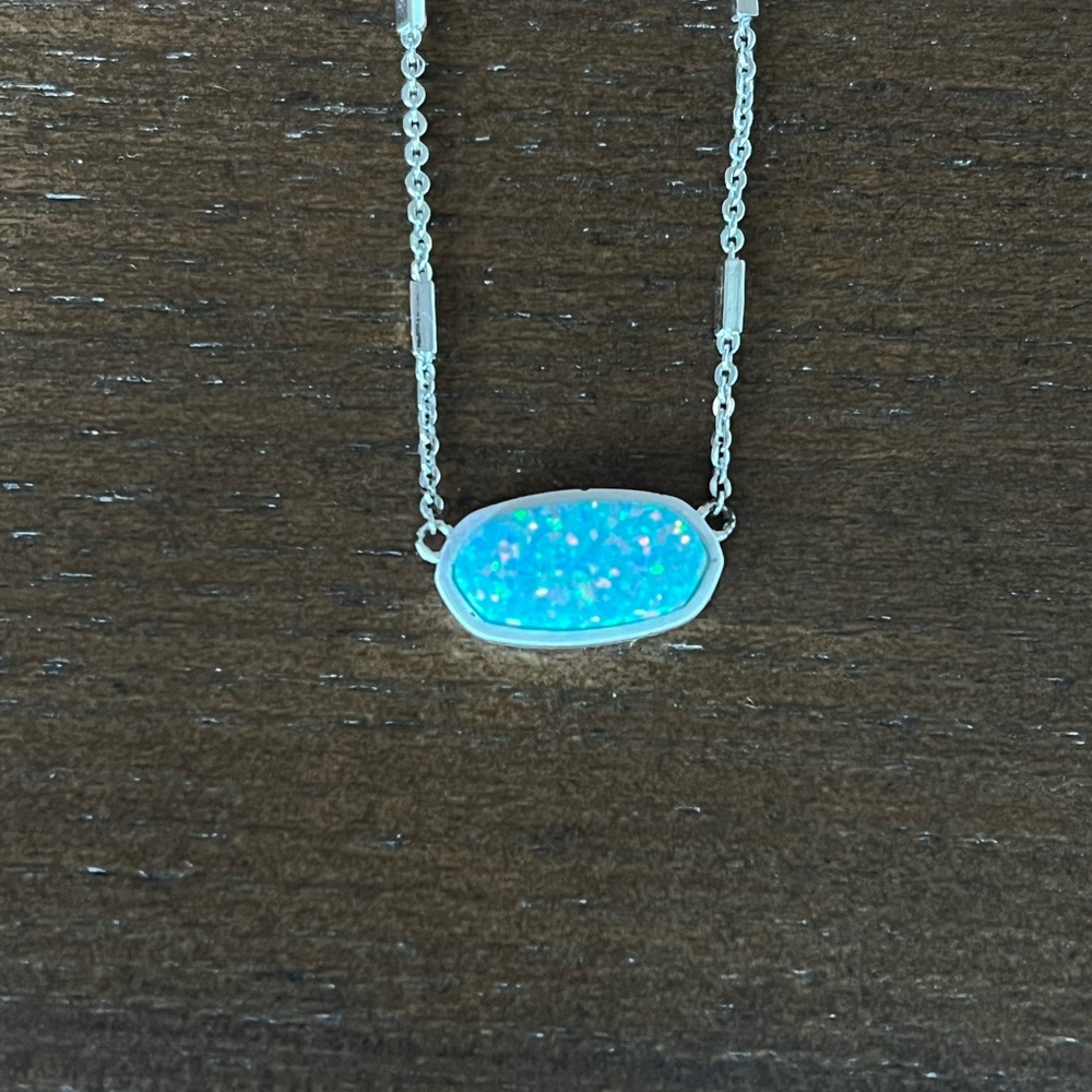 Kendra Scott Elisa Silver Blue Pendant Necklace